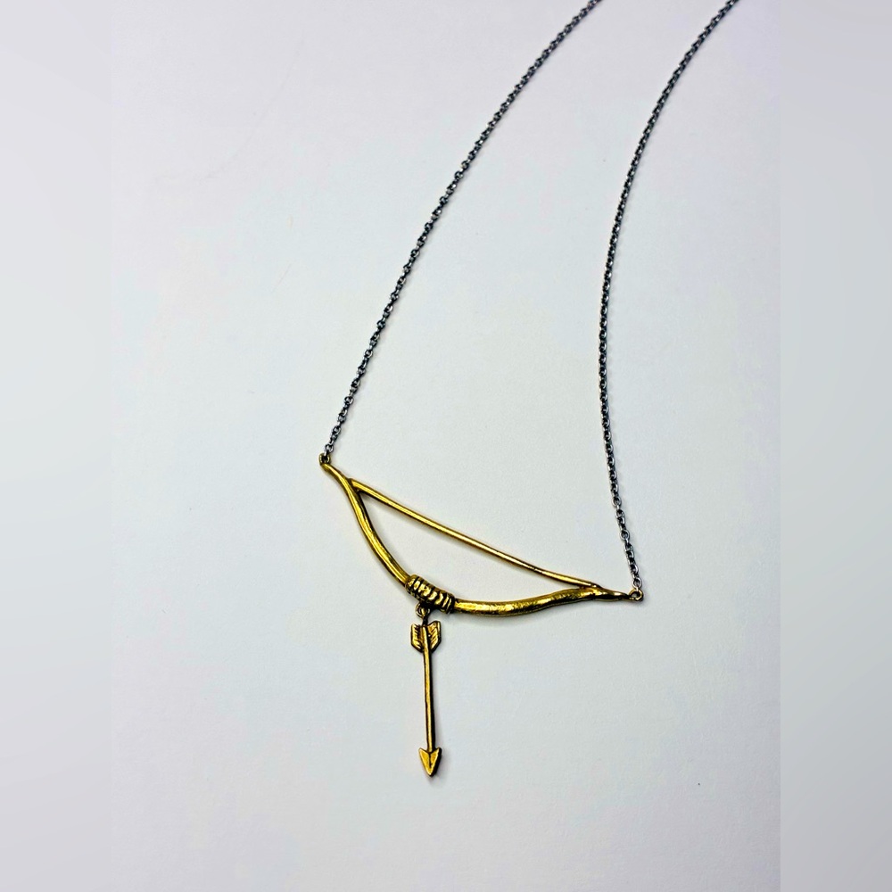 Kaye Blegvad Datter Industries Silver an Brass Bow and Arrow Necklace - Picture 4 of 5